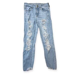 American Eagle Next Level Stretch Jegging Crop Distressed Casual Normcore Size 2